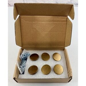 Goo-Ki Box Of 6 1 Inch Round Cabinet Knobs Drawer Pulls Brass Retro *BRAND NEW*